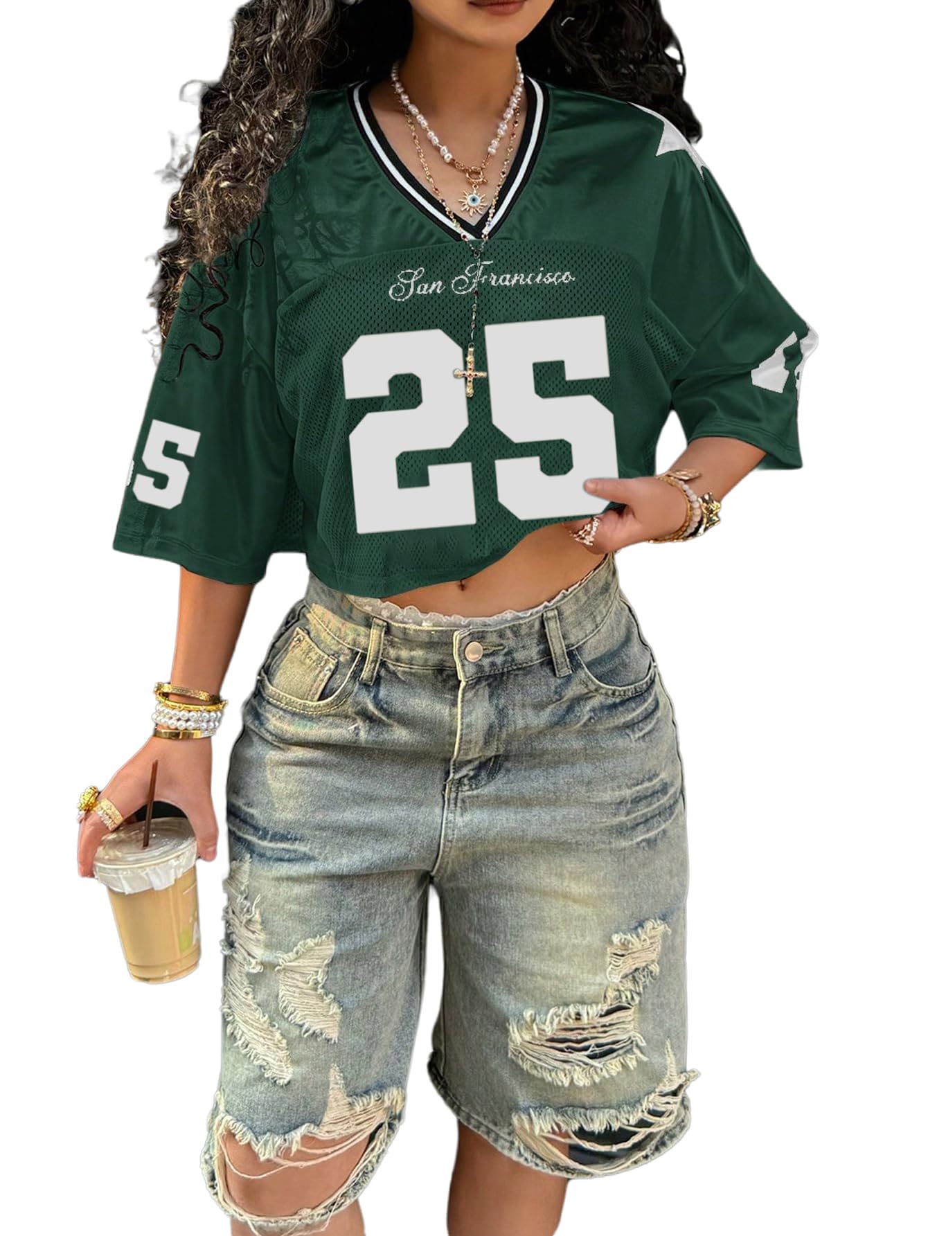 Number Graphic Crop Jersey