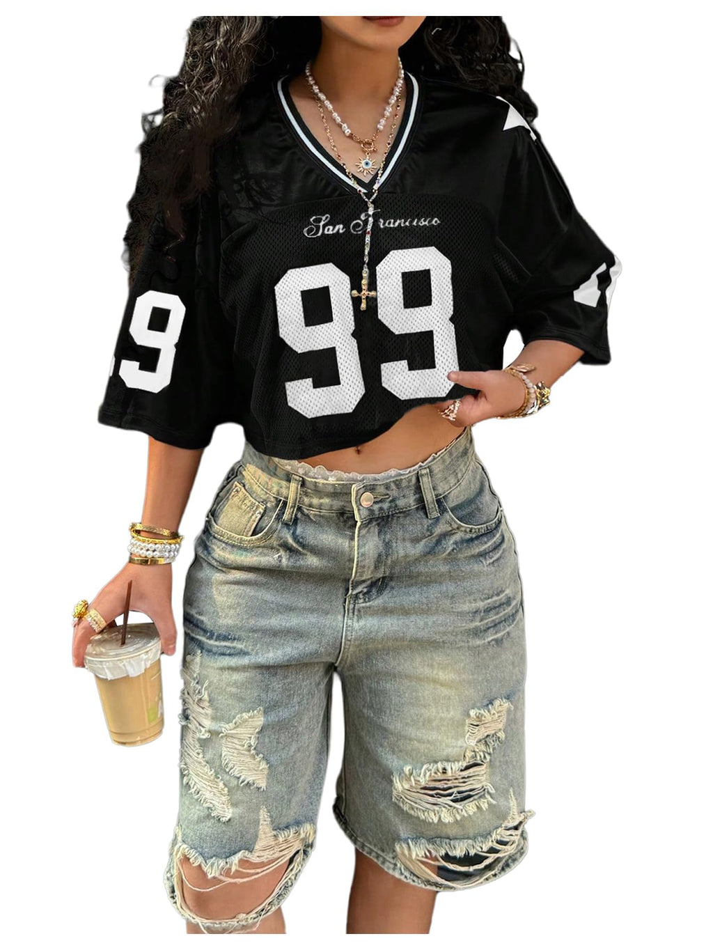 Number Graphic Crop Jersey