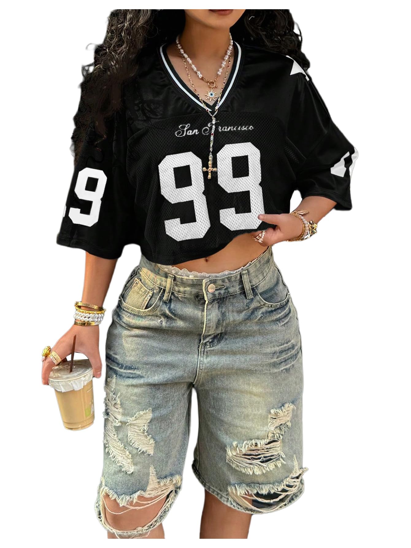 Number Graphic Crop Jersey