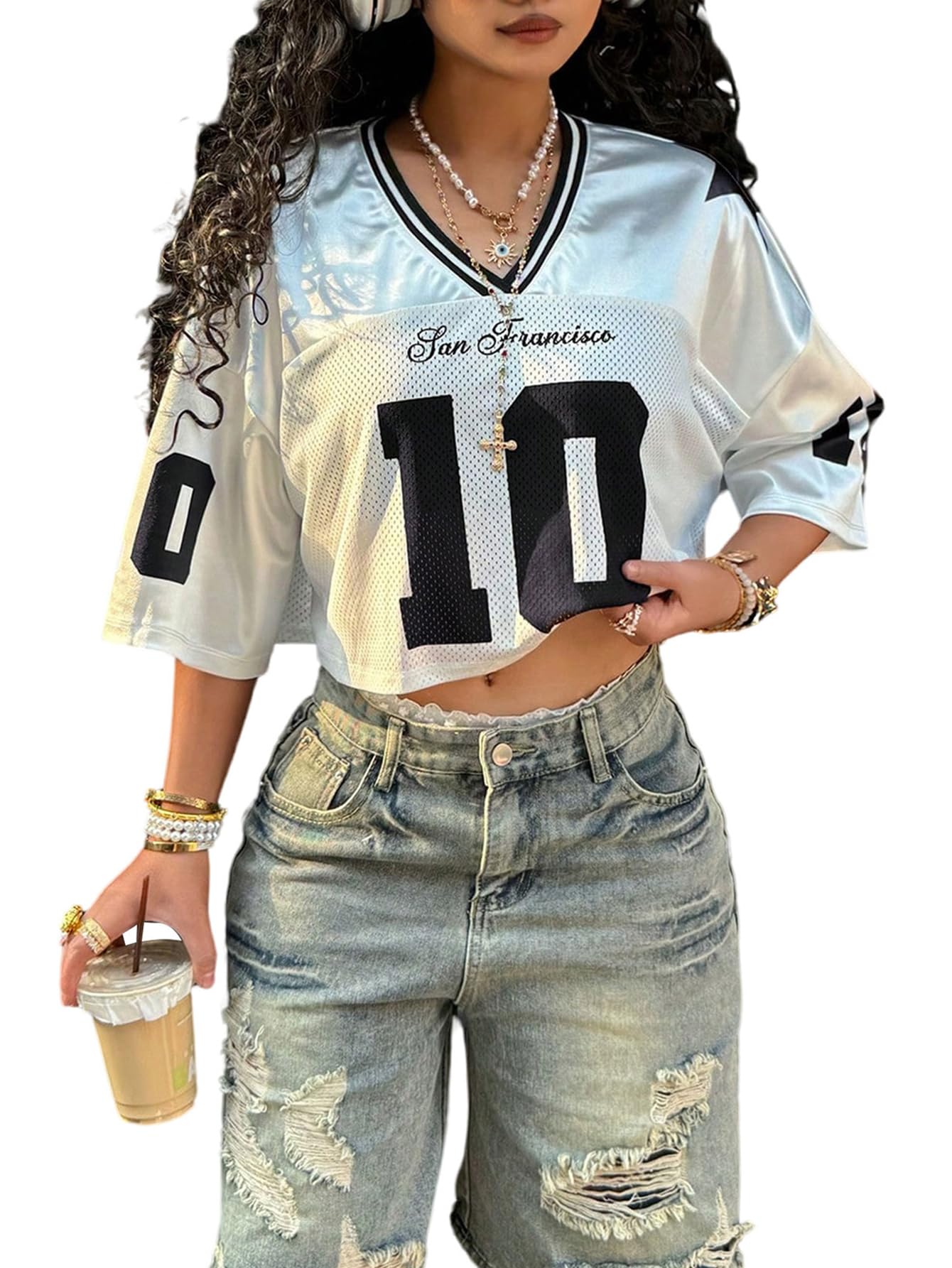 Number Graphic Crop Jersey