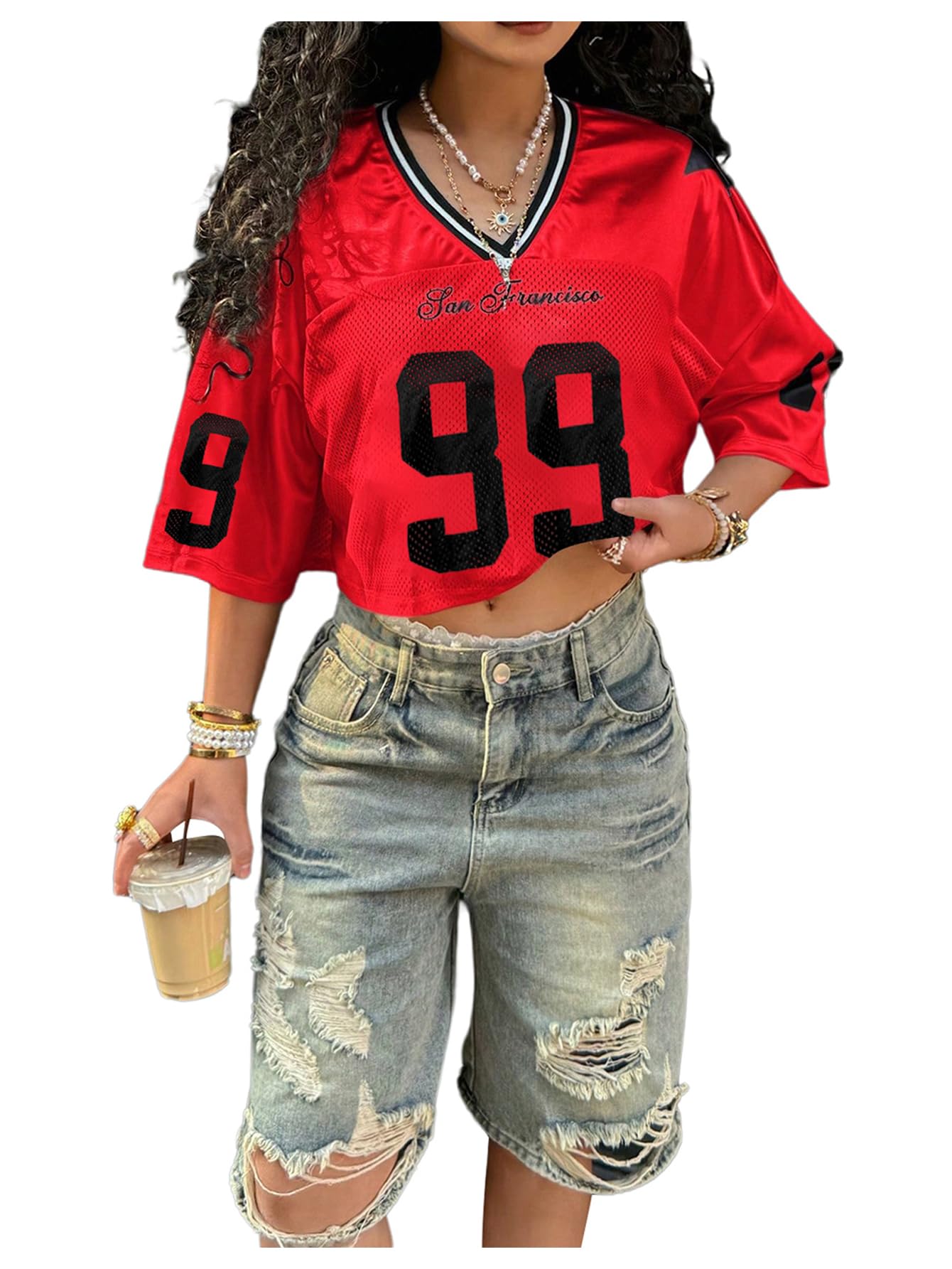 Number Graphic Crop Jersey