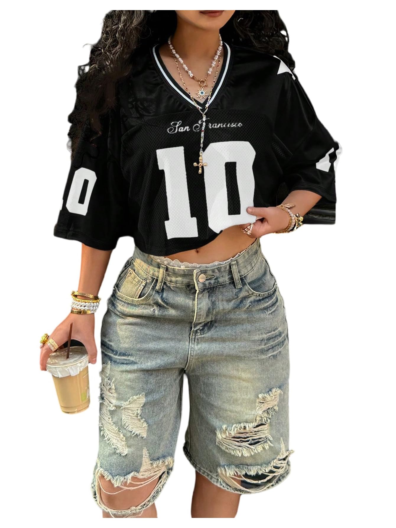Number Graphic Crop Jersey