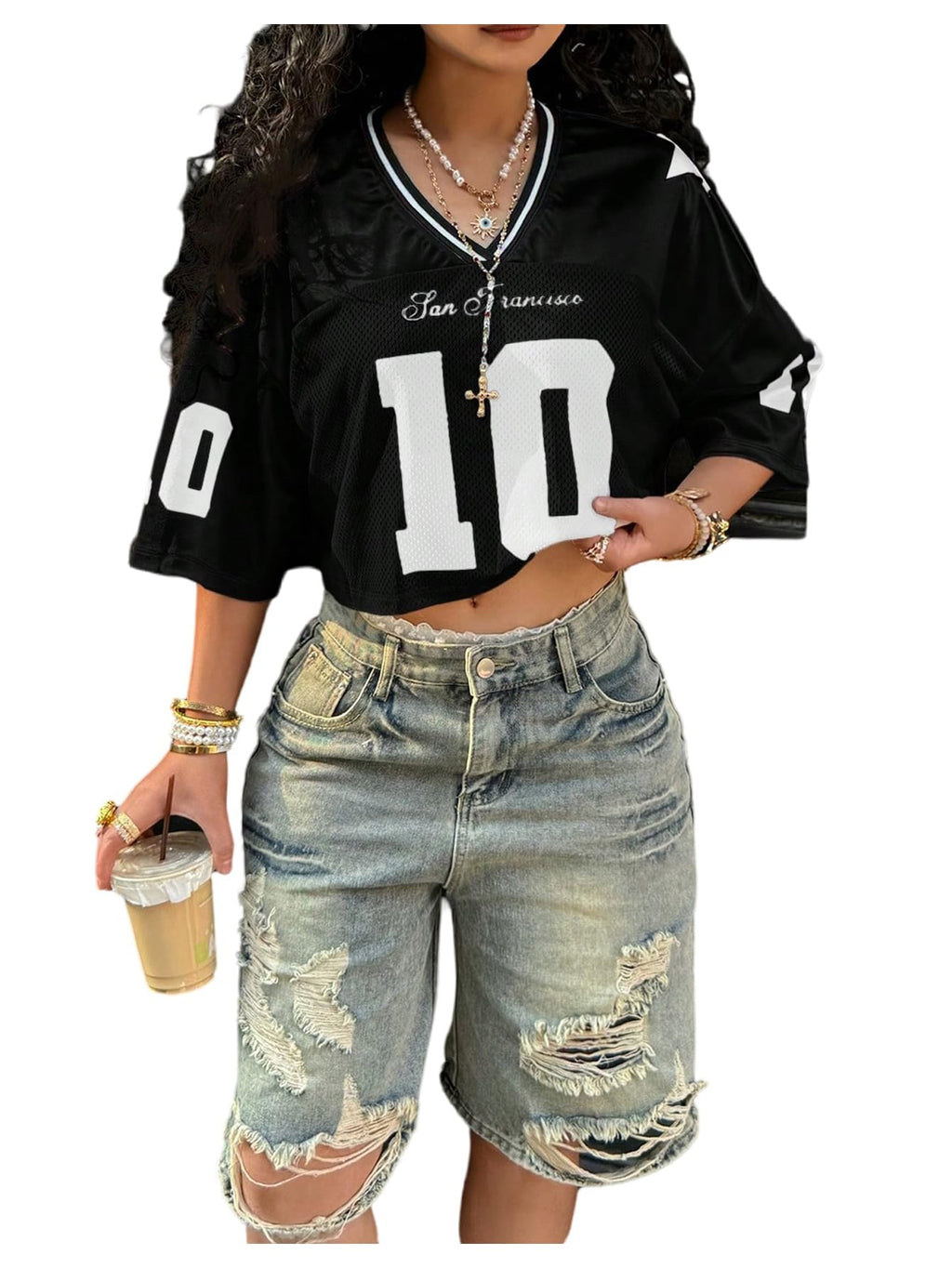 Number Graphic Crop Jersey