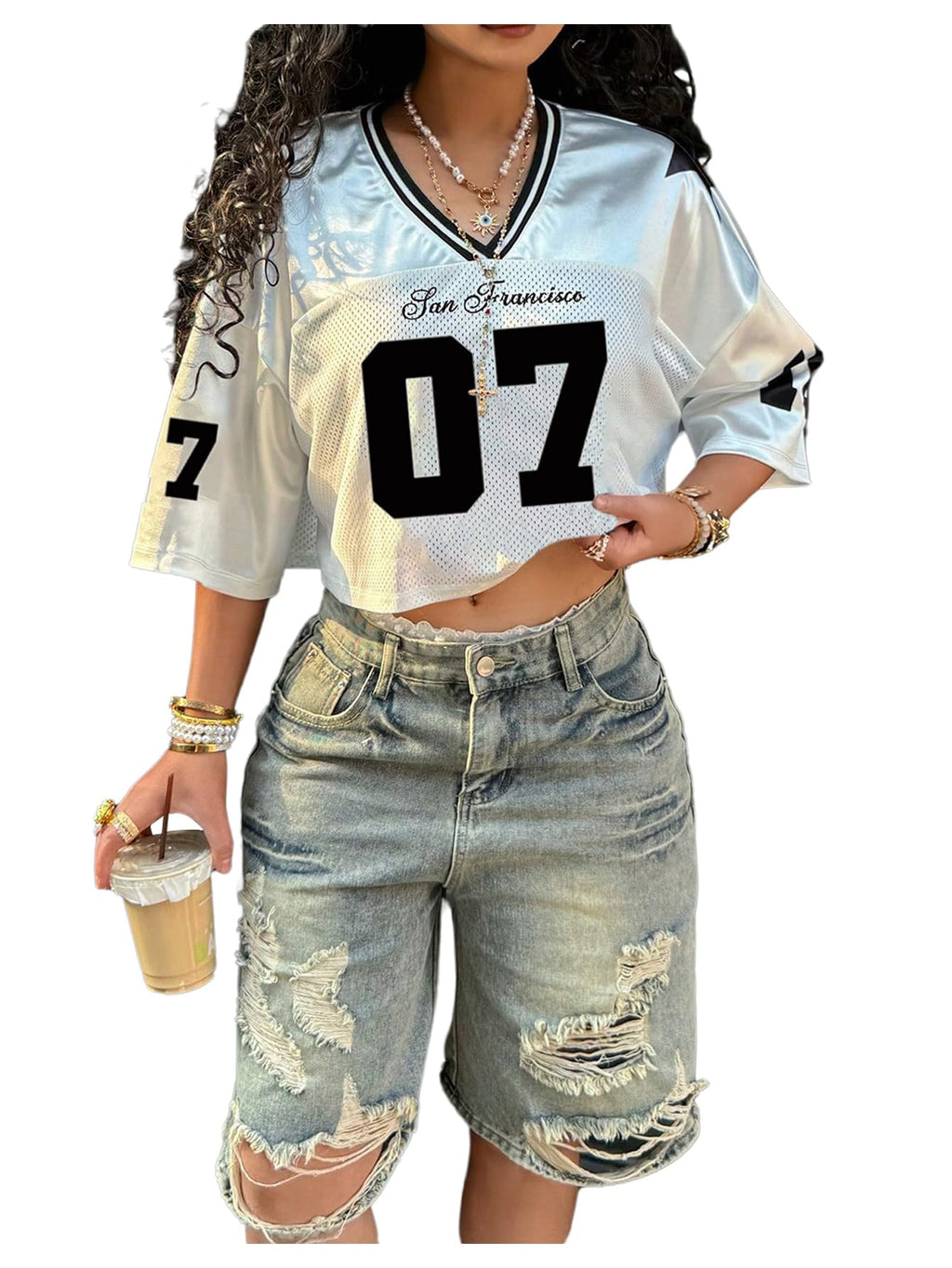 Number Graphic Crop Jersey
