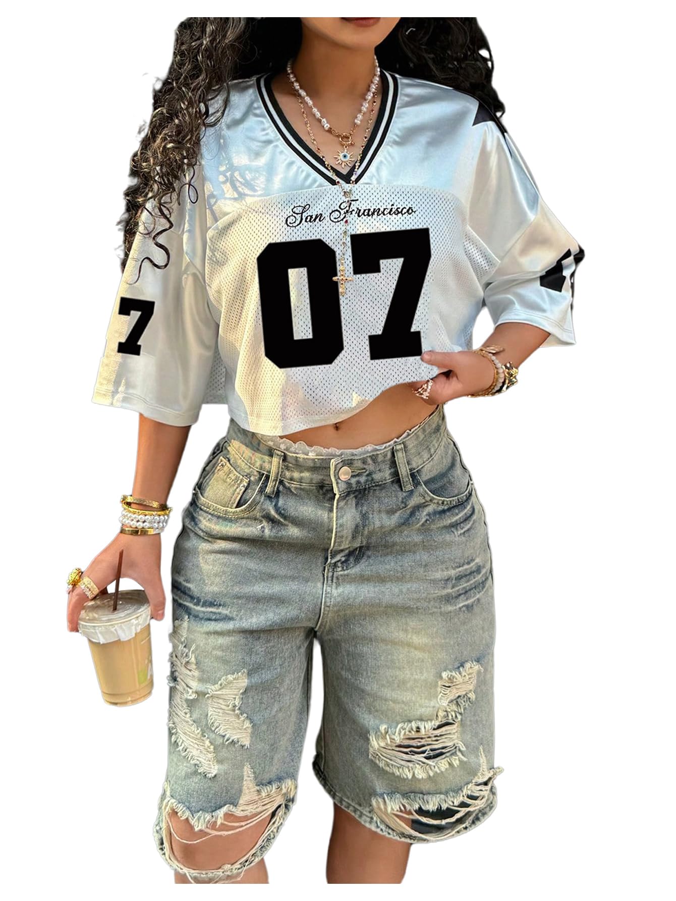 Number Graphic Crop Jersey