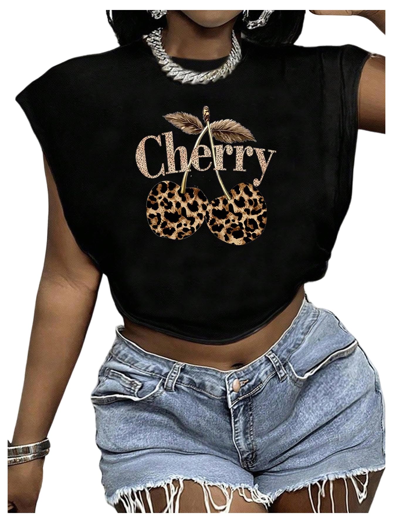Letter Car Graphic Crop Tops